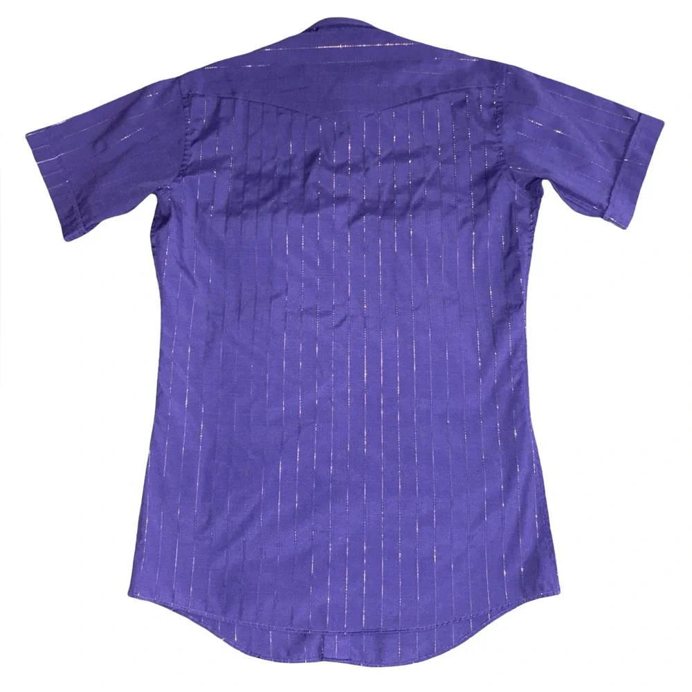 Vintage Panhandle Slim Western Shirt Purple Stripe Pearl Snap Size 15 - Picture 2 of 5